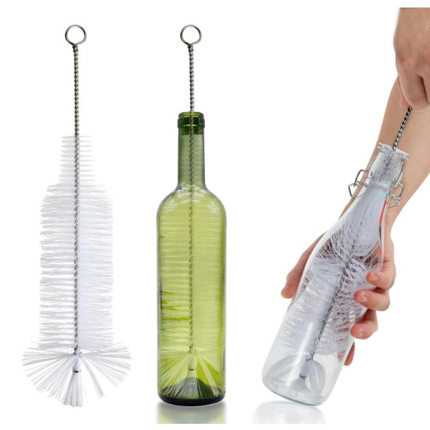 Wide head glass bottle brush